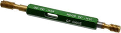 GF Gage - #12-28, Class 2B, Double End Plug Thread Go/No Go Gage - High Speed Steel, Size 0 Handle Included - Exact Industrial Supply