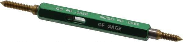 GF Gage - #4-40, Class 3B, Double End Plug Thread Go/No Go Gage - High Speed Steel, Size 00 Handle Included - Exact Industrial Supply