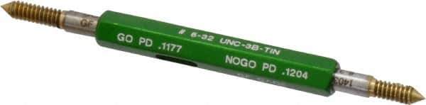 GF Gage - #6-32, Class 3B, Double End Plug Thread Go/No Go Gage - High Speed Steel, Size 00 Handle Included - Exact Industrial Supply