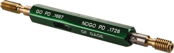 GF Gage - #10-32, Class 3B, Double End Plug Thread Go/No Go Gage - High Speed Steel, Size 0 Handle Included - Exact Industrial Supply
