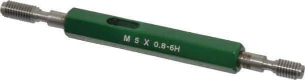 GF Gage - M5x0.80, Class 6H, Double End Plug Thread Go/No Go Gage - Hardened Tool Steel, Size 0 Handle Included - Exact Industrial Supply