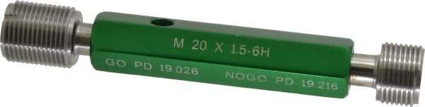 GF Gage - M20x1.50, Class 6H, Double End Plug Thread Go/No Go Gage - Hardened Tool Steel, Size 4 Handle Included - Exact Industrial Supply