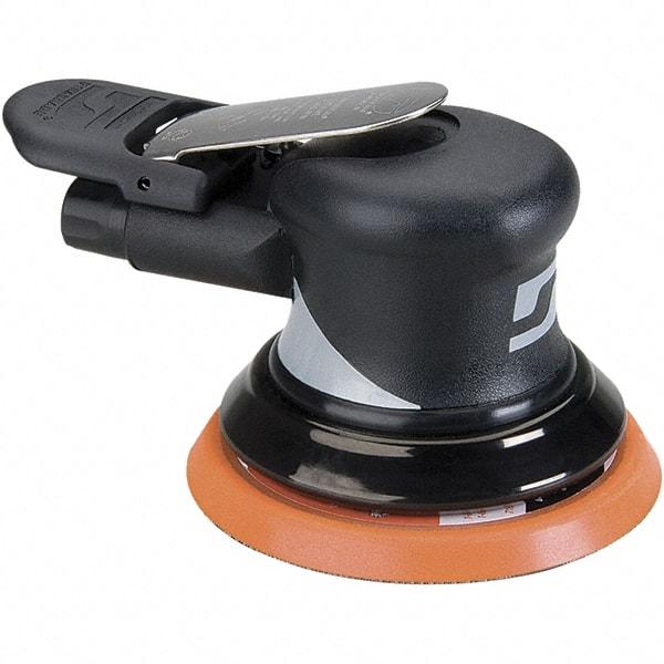 Dynabrade - 12,000 OPM, 18 CFM Air Consumption, Palm Air Orbital Sander - Round Pad, 1/4 NPT Inlet - Exact Industrial Supply