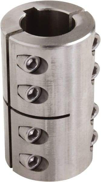 Climax Metal Products - 16mm Inside x 34mm Outside Diam, Two Piece Rigid Coupling with Keyway - 50mm Long x 5mm Keyway Width x 3mm Keyway Depth - Exact Industrial Supply