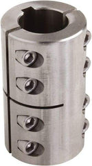 Climax Metal Products - 1-1/8" Inside x 1-7/8" Outside Diam, Two Piece Rigid Coupling with Keyway - 3-1/8" Long x 1/4" Keyway Width x 1/8" Keyway Depth - Exact Industrial Supply
