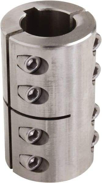 Climax Metal Products - 1-3/4" Inside x 3-1/8" Outside Diam, Two Piece Rigid Coupling with Keyway - 4-1/2" Long x 3/8" Keyway Width x 3/16" Keyway Depth - Exact Industrial Supply