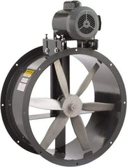 Americraft - 1 hp 24" TEFC Belt Drive Tube Axial Duct Fan - 7,425 CFM at 0 Static Pressure, 1,725 RPM, Three Phase - Exact Industrial Supply