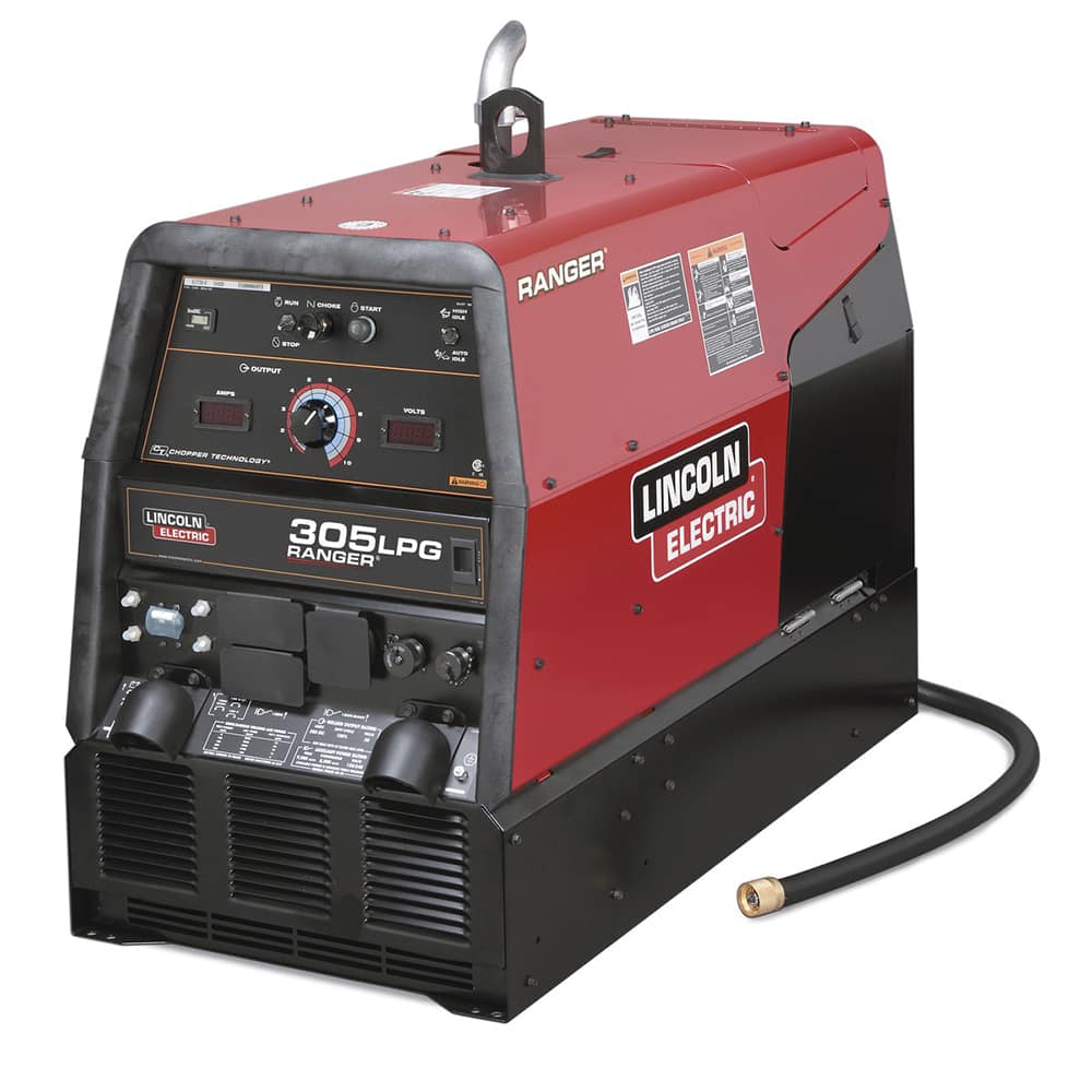 Lincoln Electric - Portable Welder/Generators; Duty Cycle: 300A DC CC/25V/100%; 300A DC CV/25V/100% ; Process: Stick, TIG, MIG, Flux Cored, Gouging ; Input Current: DC ; Output Current: DC ; Maximum Output Voltage: 230 ; Phase: Single Phase - Exact Industrial Supply