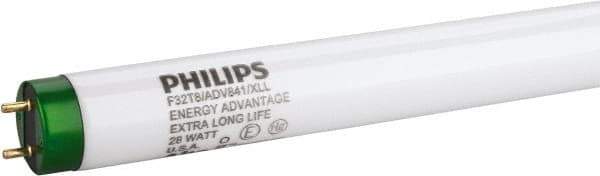 Philips - 28 Watt Fluorescent Tubular Medium Bi-Pin Lamp - 4,100°K Color Temp, 2,725 Lumens, T8, 36,000 hr Avg Life - Exact Industrial Supply