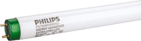 Philips - 28 Watt Fluorescent Tubular Medium Bi-Pin Lamp - 5,000°K Color Temp, 2,675 Lumens, T8, 36,000 hr Avg Life - Exact Industrial Supply