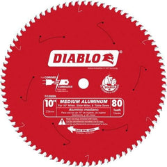 Freud - 10" Diam, 5/8" Arbor Hole Diam, 80 Tooth Wet & Dry Cut Saw Blade - Carbide-Tipped, Burr-Free Action, Standard Round Arbor - Exact Industrial Supply