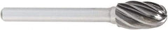 OSG - 3/4" Cut Diam, 1/4" Shank Diam, Oval Head Fluted Cut Burr - Carbide, Radius End, 1" LOC, 2" OAL - Exact Industrial Supply