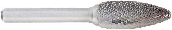 OSG - 3/4" Cut Diam, 1/4" Shank Diam, Flame Head Burr - Carbide, Radius End, 1-5/8" LOC, 2" OAL - Exact Industrial Supply