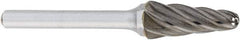 OSG - 5/8" Cut Diam, 1/4" Shank Diam, Taper Head Fluted Cut Burr - Carbide, Radius End, 1-5/16" LOC, 2" OAL - Exact Industrial Supply