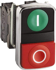 Square D - 0.87 Inch Mount Hole, Flush, Pushbutton Switch Only - Rectangle, Green and Red Pushbutton, Illuminated, Momentary (MO), Shock and Vibration Resistant - Exact Industrial Supply