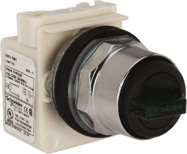 Square D - 30mm Mount Hole, 3 Position, Selector Switch Only - Green, Maintained (MA), Illuminated - Exact Industrial Supply