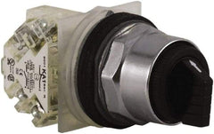 Square D - 30mm Mount Hole, 3 Position, Knob Operated, Selector Switch Only - Black, Maintained (MA), Nonilluminated - Exact Industrial Supply