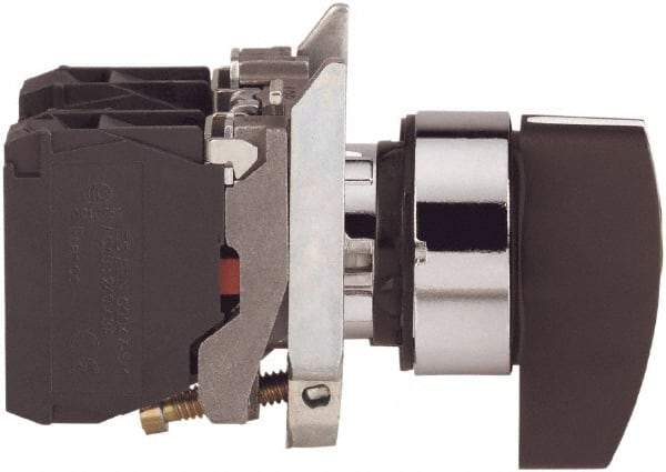 Square D - 0.87 Inch Mount Hole, 3 Position, Lever Operated, Selector Switch Only - Black, Momentary (MO), Nonilluminated, 2NO, Shock and Vibration Resistant - Exact Industrial Supply