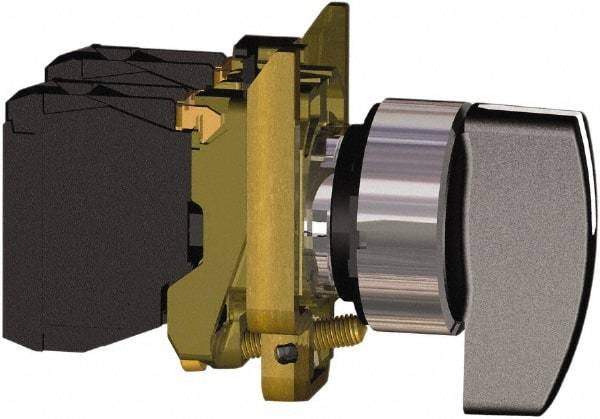 Square D - 0.87 Inch Mount Hole, 3 Position, Lever Operated, Selector Switch Only - Black, Maintained (MA), Nonilluminated, 2NO, Shock and Vibration Resistant - Exact Industrial Supply