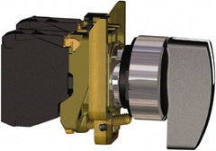 Square D - 0.87 Inch Mount Hole, 3 Position, Lever Operated, Selector Switch Only - Black, Maintained (MA), Nonilluminated, 2NO, Shock and Vibration Resistant - Exact Industrial Supply