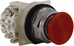 Square D - 30mm Mount Hole, Extended Mushroom Head, Pushbutton Switch Only - Round, Red Pushbutton, Nonilluminated, Momentary (MO), Dusttight, Oiltight and Watertight - Exact Industrial Supply