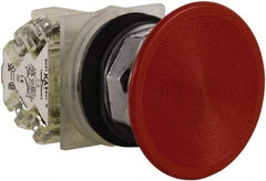 Square D - 30mm Mount Hole, Extended Mushroom Head, Pushbutton Switch Only - Round, Red Pushbutton, Nonilluminated, Momentary (MO), Dusttight, Oiltight and Watertight - Exact Industrial Supply