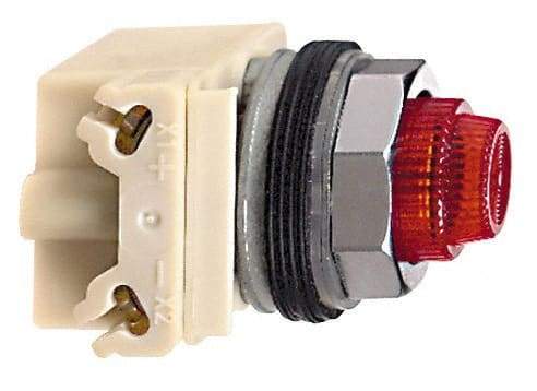 Schneider Electric - 240 VAC Red Lens Incandescent Pilot Light - Round Lens, Screw Clamp Connector - Exact Industrial Supply