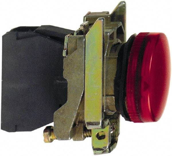 Square D - 24 VAC/VDC Red Lens LED Indicating Light - Round Lens, Screw Clamp Connector, 46.5mm OAL x 30mm Wide, Shock Resistant, Vibration Resistant - Exact Industrial Supply