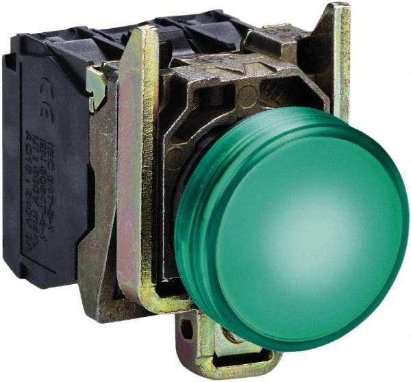 Square D - 24 VAC/VDC Green Lens LED Indicating Light - Round Lens, Screw Clamp Connector, 46.5mm OAL x 30mm Wide, Shock Resistant, Vibration Resistant - Exact Industrial Supply