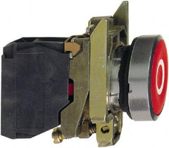 Square D - 0.87 Inch Mount Hole, Flush, Pushbutton Switch Only - Round, Red Pushbutton, Nonilluminated, Momentary (MO), Shock and Vibration Resistant - Exact Industrial Supply