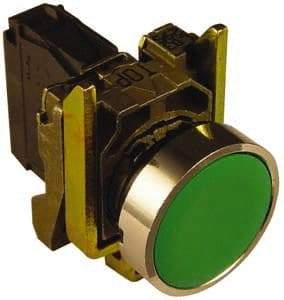 Square D - 0.87 Inch Mount Hole, Pushbutton Switch Only - Round, Green Pushbutton, Illuminated, Momentary (MO), Shock and Vibration Resistant - Exact Industrial Supply