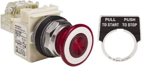 Square D - 30mm Mount Hole, Pushbutton Switch Only - Red Pushbutton, Maintained (MA) - Exact Industrial Supply
