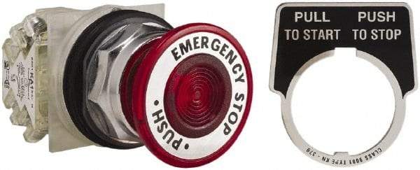 Square D - 30mm Mount Hole, Pushbutton Switch - Red Pushbutton, Maintained (MA) - Exact Industrial Supply