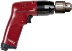 Chicago Pneumatic - 3/8" Keyed Chuck - Pistol Grip Handle, 6,000 RPM, 4.5 LPS, 7.45 CFM, 1 hp, 90 psi - Exact Industrial Supply