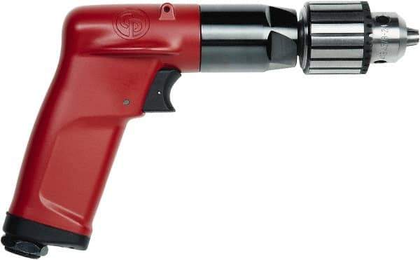 Chicago Pneumatic - 1/4" Keyed Chuck - Pistol Grip Handle, 3,300 RPM, 2.25 LPS, 4.75 CFM, 0.5 hp, 90 psi - Exact Industrial Supply