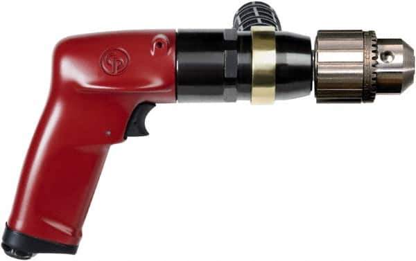 Chicago Pneumatic - 1/2" Keyed Chuck - Pistol Grip Handle, 900 RPM, 4.5 LPS, 7.45 CFM, 1 hp, 90 psi - Exact Industrial Supply