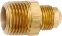 ANDERSON METALS - 3/8" Tube OD, 45° Lead Free Brass Flared Tube Male Connector - 3/8 NPT, Flare x MNPT Ends - Exact Industrial Supply