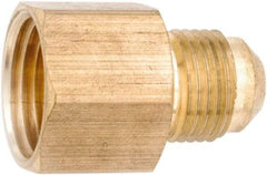 ANDERSON METALS - 1/2" Tube OD, 45° Lead Free Brass Flared Tube Female Connector - 1/2 NPT, Flare x FNPT Ends - Exact Industrial Supply