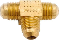 ANDERSON METALS - 1/4" Tube OD, 45° Lead Free Brass Flared Tube Union Tee - Flare x Flare x Flare Ends - Exact Industrial Supply