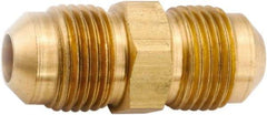 ANDERSON METALS - 3/8" Tube OD, 45° Lead Free Brass Flared Tube Union - Flare x Flare Ends - Exact Industrial Supply