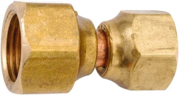 ANDERSON METALS - 1/2 x 3/8" Tube OD, 45° Lead Free Brass Flared Tube Swivel Connector Reducing - Flare x Flare Ends - Exact Industrial Supply