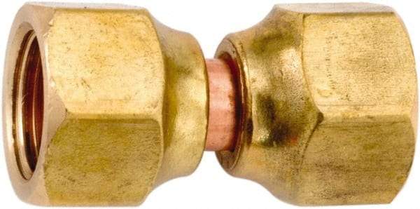 ANDERSON METALS - 1/2" Tube OD, 45° Lead Free Brass Flared Tube Swivel Connector - Flare x Flare Ends - Exact Industrial Supply