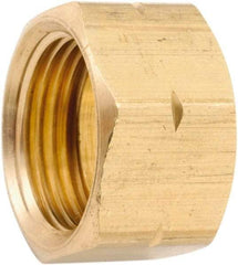 ANDERSON METALS - 1/2" OD, Lead Free Brass Self-Aligning Nut with Captive Sleeve - 750 Max Working psi, Nut Ends - Exact Industrial Supply