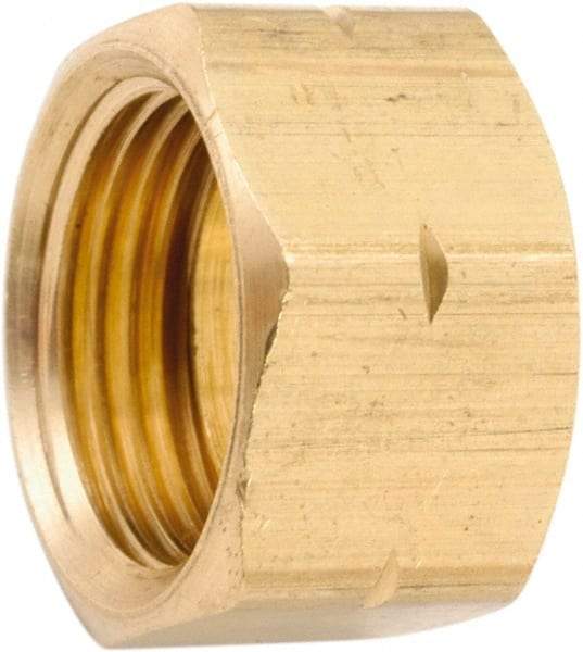 ANDERSON METALS - 5/8" OD, Lead Free Brass Self-Aligning Nut with Captive Sleeve - 650 Max Working psi, Nut Ends - Exact Industrial Supply