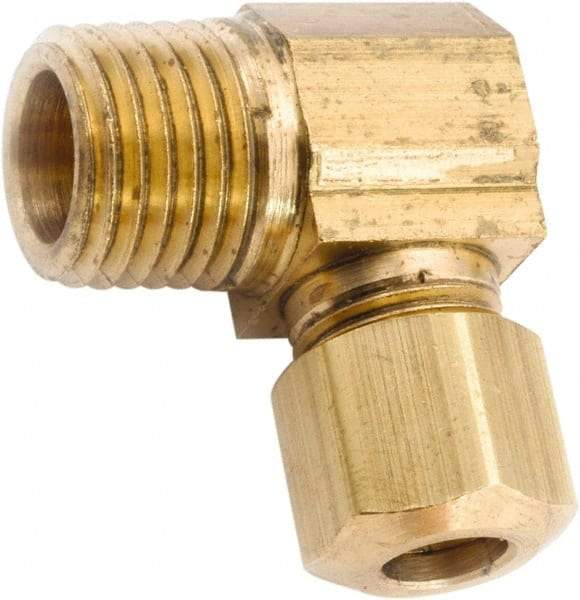 ANDERSON METALS - 7/8" OD, Lead Free Brass Male Elbow - 75 Max Working psi, Comp x MNPT Ends - Exact Industrial Supply