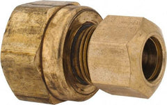ANDERSON METALS - 3/8" OD, Lead Free Brass Female Connector - 200 Max Working psi, Comp x FNPT Ends - Exact Industrial Supply