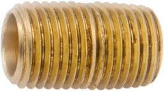 ANDERSON METALS - 1" Long, 3/8" Pipe Threaded Brass Pipe Nipple - NPT Thread, Lead Free Brass - Exact Industrial Supply