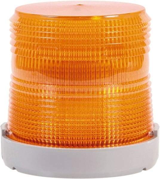 Edwards Signaling - 24 VDC, 4X NEMA Rated, LED, Amber, Flashing, Steady Light - 65 Flashes per min, 1/2 Inch Pipe, 4-9/32 Inch Diameter, 4-7/32 Inch High, Panel Mount, Pipe Mount - Exact Industrial Supply