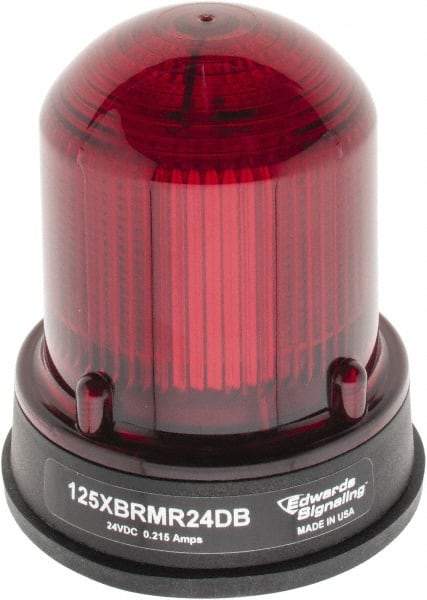 Edwards Signaling - 24 VDC, 4X NEMA Rated, LED, Red, Flashing, Steady Light - 65 Flashes per min, 3/4 Inch Pipe, 3-1/4 Inch Diameter, 3-7/8 Inch High, Panel Mount, Pipe Mount - Exact Industrial Supply