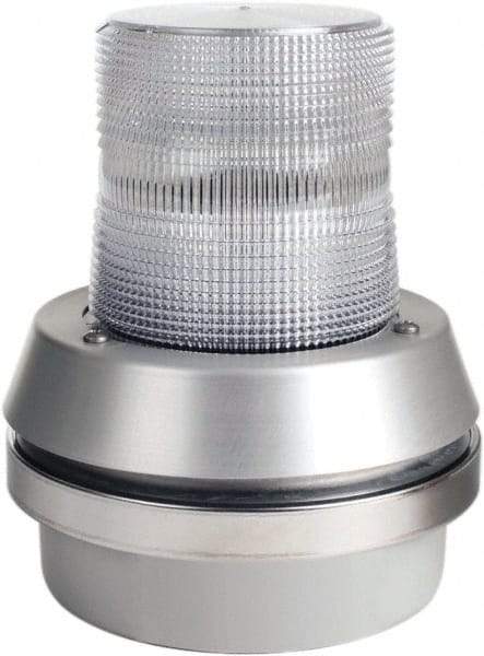 Edwards Signaling - 24 VDC, LED, Clear, Flashing Light - 65 Flashes per min, 1/2 Inch Pipe, 6 Inch Diameter, 7-3/8 Inch High, Box Mount, Pane, Pipe, Surface and Wall Mount - Exact Industrial Supply